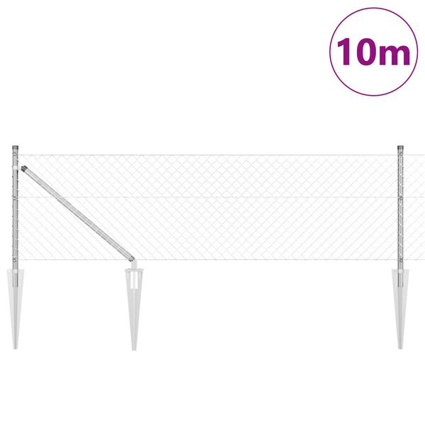 vidaXL Kerítésoszlop Ezüst 10 x 0,4 m (40 x 40 mm-es háló) Acél