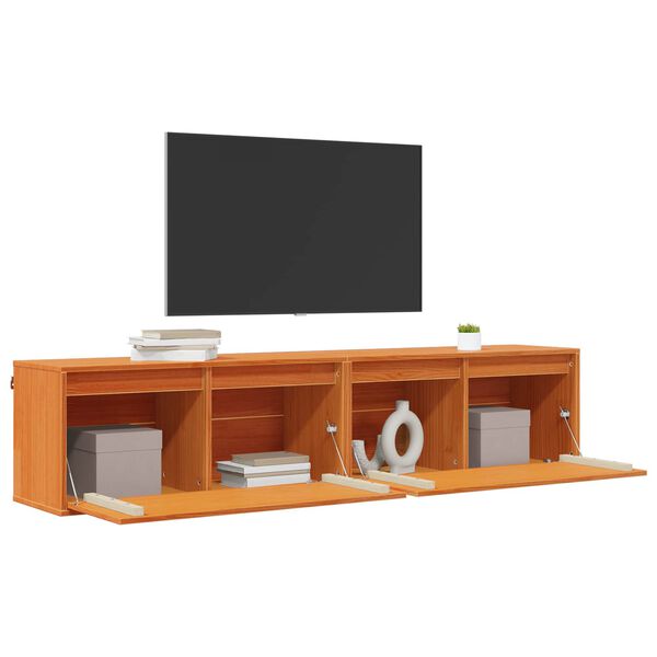 vidaXL Fali Szekr&eacute;ny 2 pcs Faggy&uacute; barna 80 x 30 x 35 cm T&ouml;m&ouml;r fenyőfa