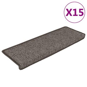 vidaXL 15 db sziz&aacute;l hat&aacute;s&uacute; sz&uuml;rke-b&eacute;zs l&eacute;pcsőszőnyeg 65x21x4 cm
