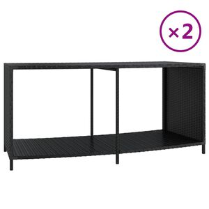 vidaXL 2 db fekete polyrattan t&aacute;rol&oacute;polc