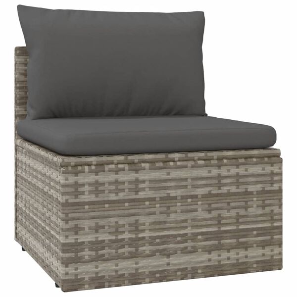 vidaXL szürke polyrattan kerti középső kanapé párnával 57 x 57 x 56 cm