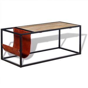 vidaXL doh&aacute;nyz&oacute;asztal val&oacute;di bőrből k&eacute;sz&uuml;lt &uacute;js&aacute;gtart&oacute;val 110x50x45 cm