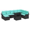 vidaXL Kerti Kanap&eacute; Szett p&aacute;rn&aacute;val 9 pcs Fekete Poli rattan