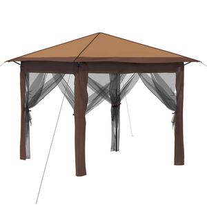 vidaXL Kerti Pavilon 4 Oldalfallal 2,6 x 2,6 m Beige &eacute;s barna