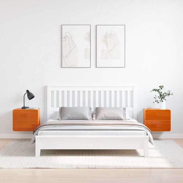 vidaXL &Eacute;jjeli asztal fi&oacute;kkal 2 pcs Barna 39 x 34 x 33 cm T&ouml;m&ouml;r fenyőfa