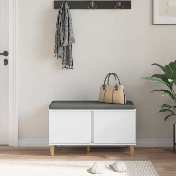 vidaXL Előt&eacute;r pad p&aacute;rn&aacute;val t&aacute;rol&oacute;val ajt&oacute;val Feh&eacute;r 80 x 38 x 46 cm