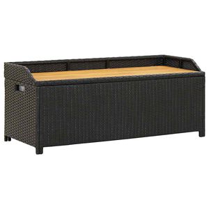 vidaXL fekete polyrattan kerti t&aacute;rol&oacute;pad 120 cm