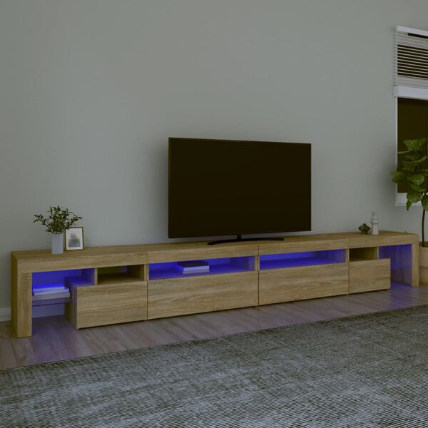 vidaXL sonoma t&ouml;lgy sz&iacute;nű TV-szekr&eacute;ny LED-l&aacute;mp&aacute;kkal 290x36,5x40 cm