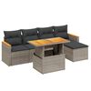 vidaXL 6 r&eacute;szes sz&uuml;rke polyrattan kerti &uuml;lőgarnit&uacute;ra p&aacute;rn&aacute;kkal