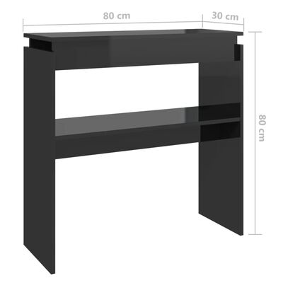 vidaXL magasfényű fekete forgácslap tálalóasztal 80 x 30 x 80 cm