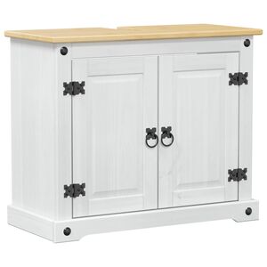 vidaXL Mosd&oacute;kagyl&oacute; szekr&eacute;ny Feh&eacute;r 73 x 33 x 60 cm T&ouml;m&ouml;r fenyőfa