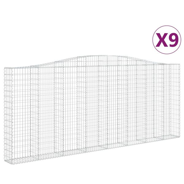 vidaXL 9 db &iacute;ves horganyzott vas gabion kos&aacute;r 400x30x160/180 cm