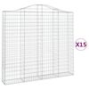 vidaXL 15 db &iacute;ves horganyzott vas gabion kos&aacute;r 200x30x180/200 cm