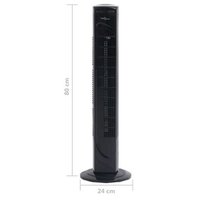vidaXL fekete toronyventilátor távirányítóval és időzítővel Φ24x80 cm