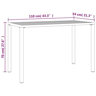 vidaXL antracitszürke acél kerti asztal 110 x 54 x 70 cm