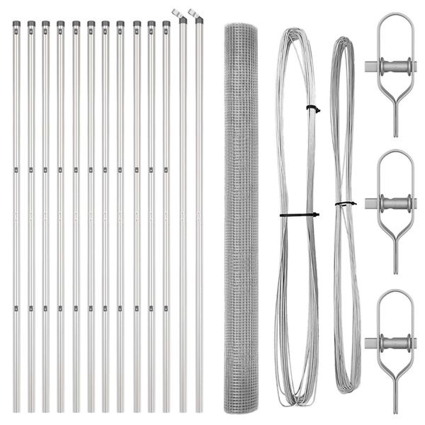 vidaXL Kerítés oszlopokkal Ezüst 1.5 x 25 m Acél