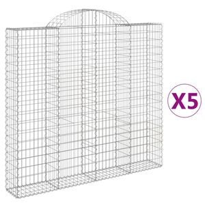 vidaXL 5 db &iacute;ves horganyzott vas gabion kos&aacute;r 200x30x180/200 cm