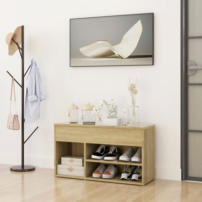 vidaXL sonoma-tölgyszínű forgácslap cipőtároló pad 80 x 30 x 45 cm
