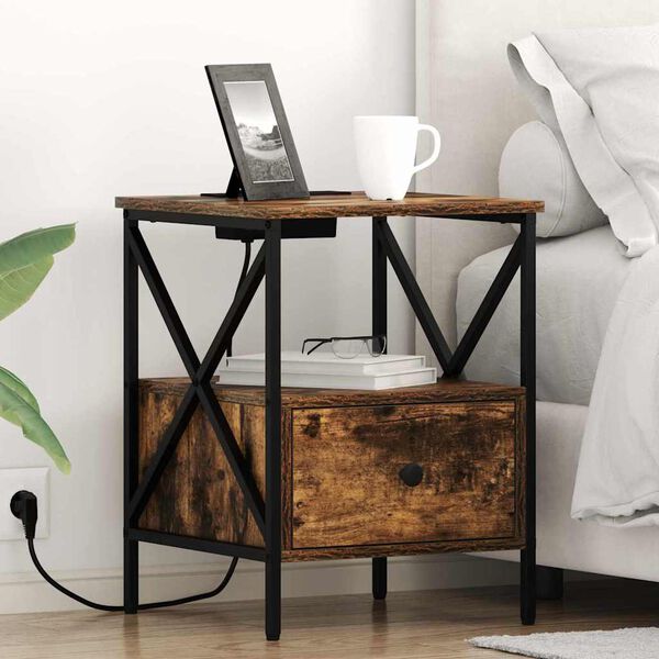 vidaXL &Eacute;jjeliszekr&eacute;ny F&uuml;st&ouml;lt t&ouml;lgy 41,5 x 40,5 x 55 cm Faanyag