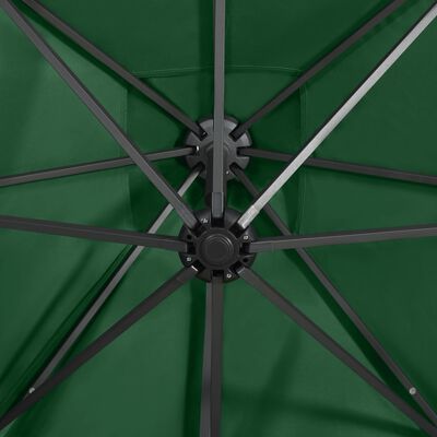 vidaXL zöld konzolos napernyő rúddal és LED-fényekkel 300 cm
