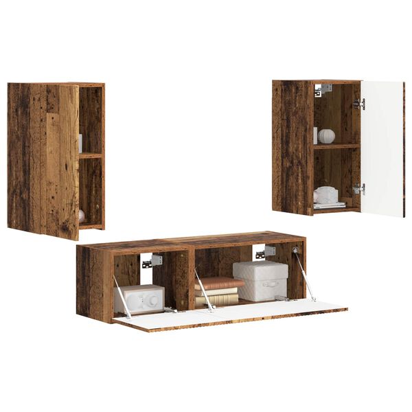 vidaXL TV falit kabinet szett Falra szerelhető 4 pcs &Ouml;reg fa Faanyag