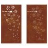 vidaXL 2 db vir&aacute;gmint&aacute;s corten ac&eacute;l kerti fald&iacute;sz 105 x 55 cm