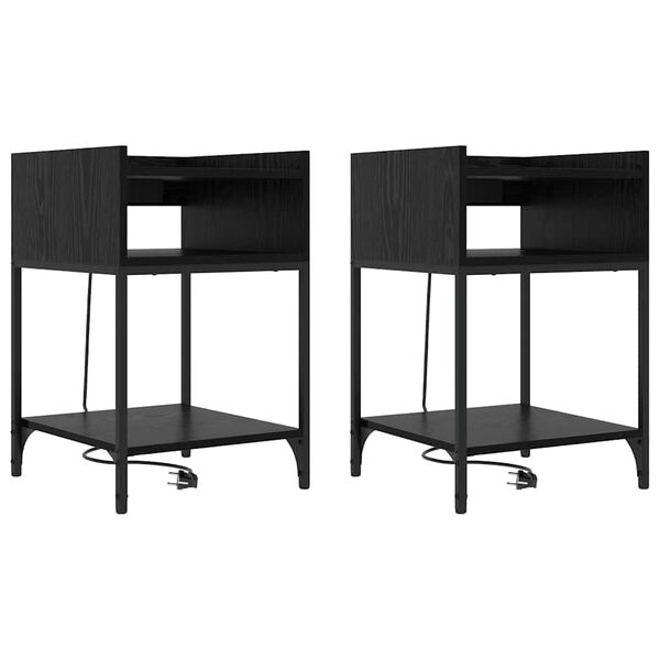 vidaXL &Eacute;jjeliszekr&eacute;ny 2 pcs Fekete t&ouml;lgy 40 x 40 x 61 cm Faanyag