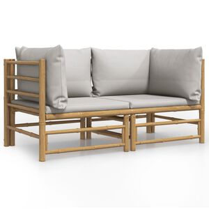 vidaXL 2 db bambusz kerti sarokkanap&eacute; vil&aacute;gossz&uuml;rke p&aacute;rn&aacute;kkal