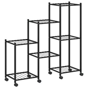 vidaXL fekete vas vir&aacute;gtart&oacute; &aacute;llv&aacute;ny kerekekkel 83 x 25 x 83,5 cm