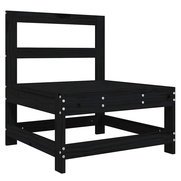 vidaXL fekete tömör fenyőfa középső kanapé párnákkal