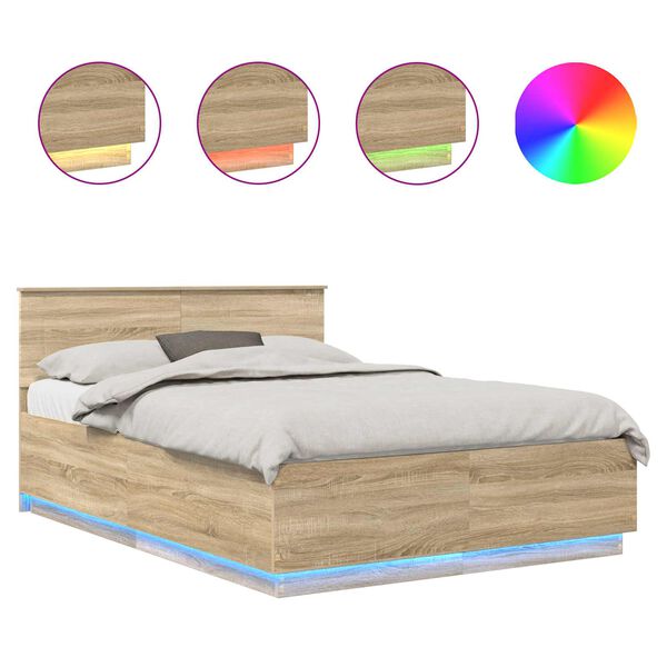 vidaXL &Aacute;gykeret LED -es l&aacute;mp&aacute;kkal Sonoma t&ouml;lgy 150 x 200 cm Faanyag