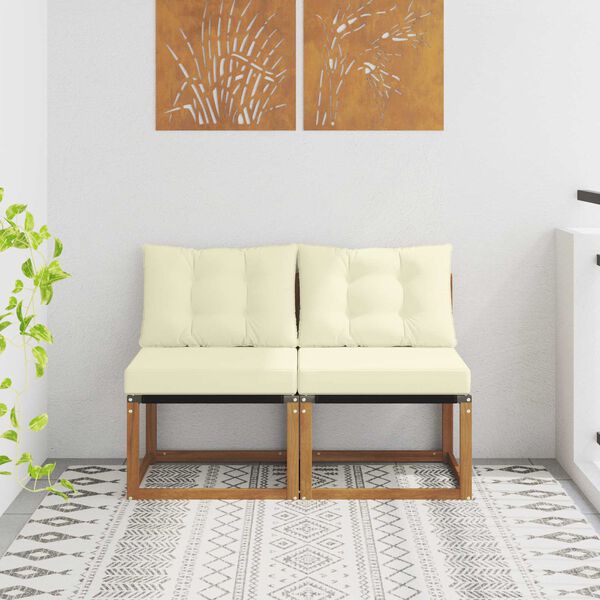 vidaXL 2 Darab K&uuml;lt&eacute;ri K&ouml;z&eacute;pső kanap&eacute; T&ouml;m&ouml;r ak&aacute;cfa &eacute;s Textilene sz&ouml;vet