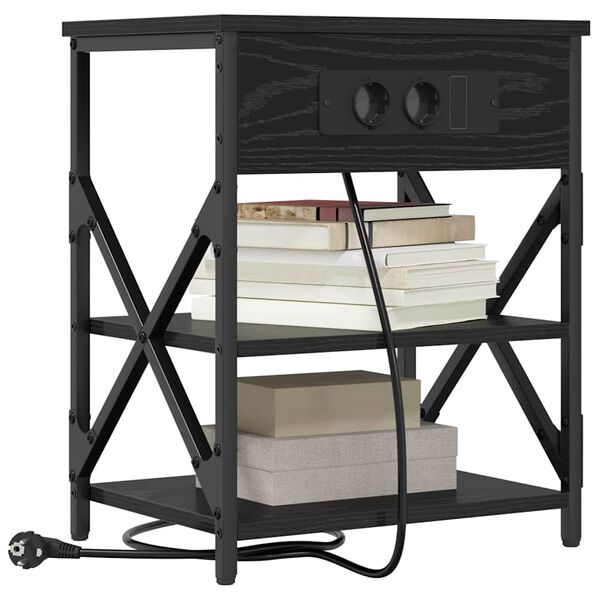 vidaXL &Eacute;jjeliszekr&eacute;ny 2 pcs Fekete t&ouml;lgy 41 x 31 x 51 cm Faanyag