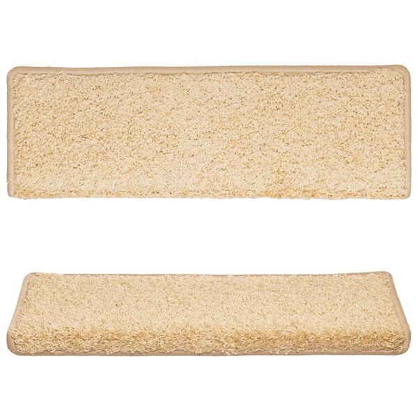 vidaXL 15 db kr&eacute;msz&iacute;nű l&eacute;pcsőszőnyeg, t&eacute;glalap alak&uacute; sz&eacute;llel, 65 x 21 x 4 cm