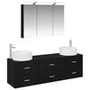 vidaXL F&uuml;rdőszoba b&uacute;tor szett 4 pcs Fekete T&ouml;lgy Szerelt fa &eacute;s &Uuml;veg