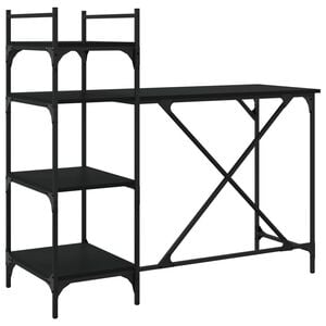 vidaXL fekete sz&aacute;m&iacute;t&oacute;g&eacute;pasztal polcokkal 120x47x109 cm