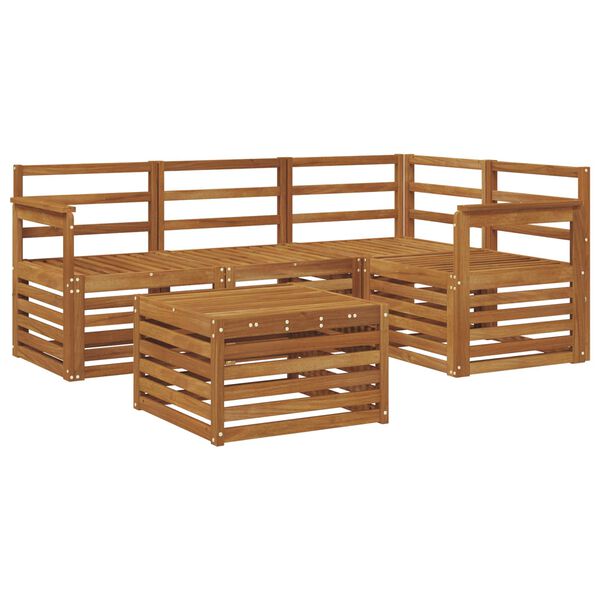 vidaXL K&uuml;lt&eacute;ri kanap&eacute; szett 5 pcs Term&eacute;szetes T&ouml;m&ouml;r Ak&aacute;cfa