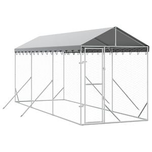 vidaXL ez&uuml;stsz&iacute;nű horganyzott ac&eacute;l kutyakennel tetővel 2x6x2,5 m