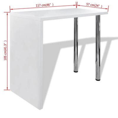 vidaXL magasfényű fehér MDF bárasztal 2 acél lábbal