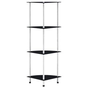 vidaXL 4 szintes fekete edzett &uuml;veg polc 30 x 30 x 100 cm