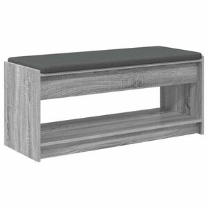 vidaXL Előt&eacute;r pad Sz&uuml;rke Sonoma 103 x 38 x 45 cm Műanyag Fa &eacute;s Sz&ouml;vet