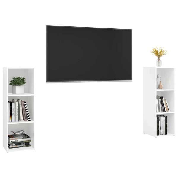 vidaXL 2 db feh&eacute;r szerelt fa TV-szekr&eacute;ny 107 x 35 x 37 cm