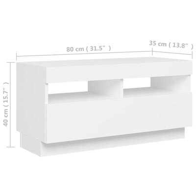vidaXL fehér TV-szekrény LED-lámpákkal 80 x 35 x 40 cm