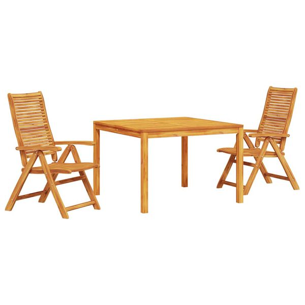 vidaXL Kert &eacute;tkező szett 3 pcs Barna T&ouml;m&ouml;r Ak&aacute;cfa