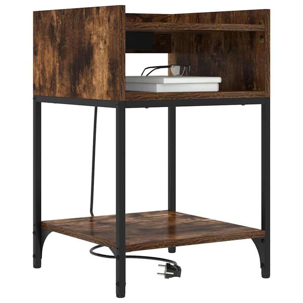 vidaXL &Eacute;jjeliszekr&eacute;ny polcokkal F&uuml;st&ouml;lt t&ouml;lgy 40 x 40 x 61 cm Faanyag