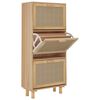 vidaXL barna szerelt fa &eacute;s term&eacute;szetes rattan cipőszekr&eacute;ny 52x25x80 cm