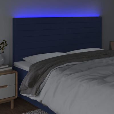 vidaXL kék szövet LED-es fejtámla 160x5x118/128 cm