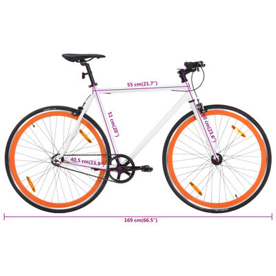 vidaXL fehér és narancssárga örökhajtós kerékpár 700c 51 cm