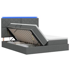 vidaXL LED t&aacute;rol&oacute;s &aacute;gy matraccal S&ouml;t&eacute;tsz&uuml;rke 180 x 200 cm Sz&ouml;vet