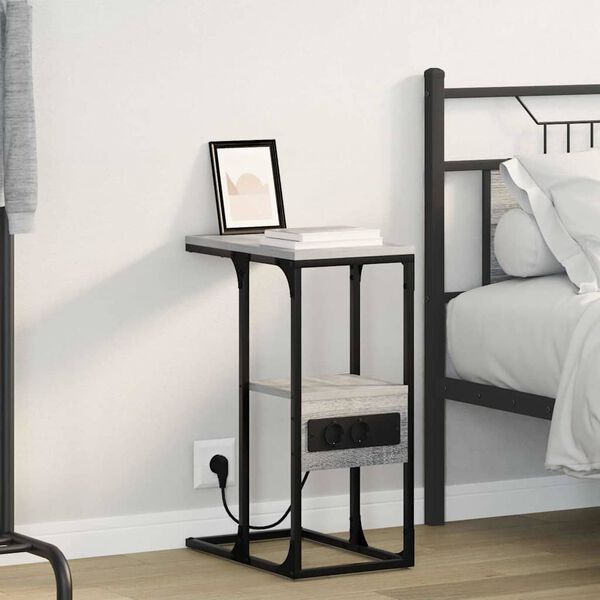 vidaXL &Eacute;jjeliszekr&eacute;ny Sz&uuml;rke sonoma 41.5 x 26 x 60.5 cm Faanyag